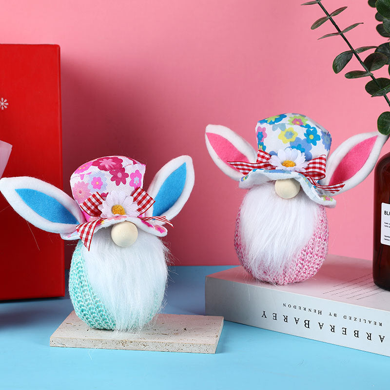 New Easter Lighting Rabbit Faceless Gnome Doll Doll Decorations Window Home Dress Up Ornaments