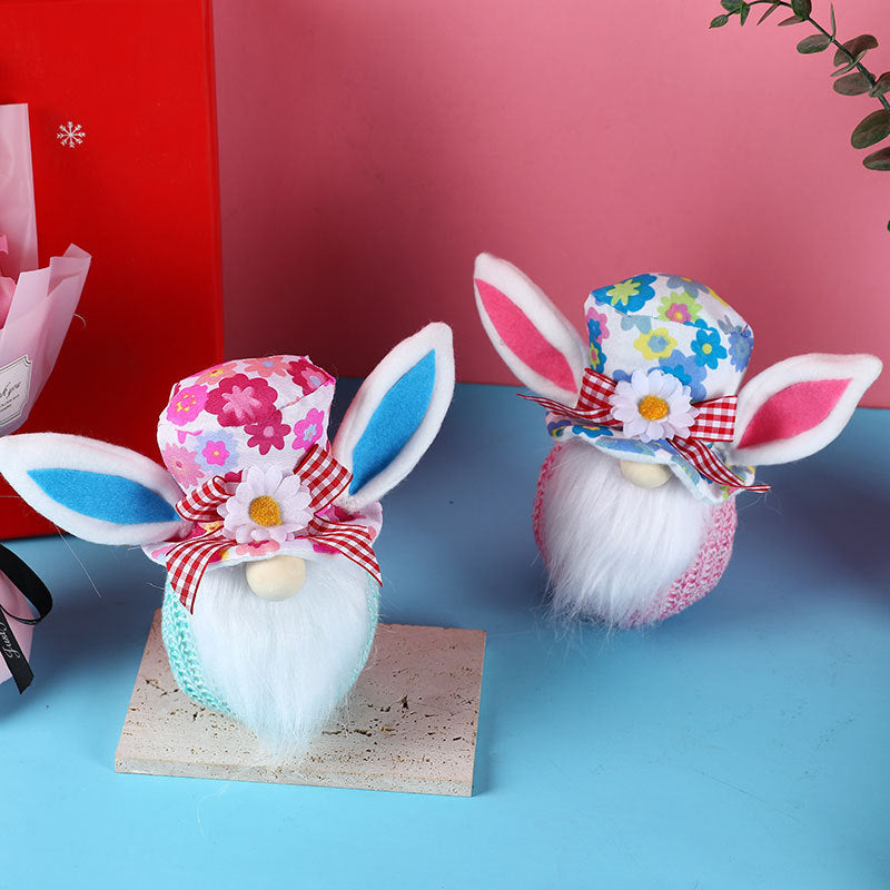New Easter Lighting Rabbit Faceless Gnome Doll Doll Decorations Window Home Dress Up Ornaments