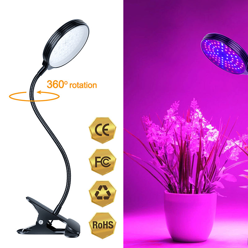 Round Lighting Fill Light Clip Plant Grow Light USB Dimmable Home Full Spectrum Light Waterproof Seedling Light 5V