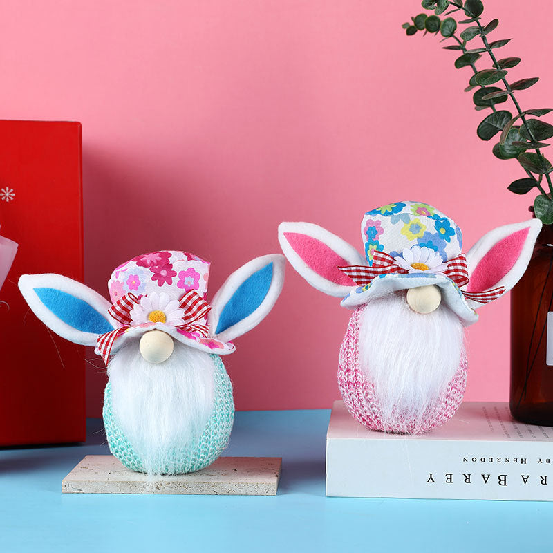 New Easter Lighting Rabbit Faceless Gnome Doll Doll Decorations Window Home Dress Up Ornaments