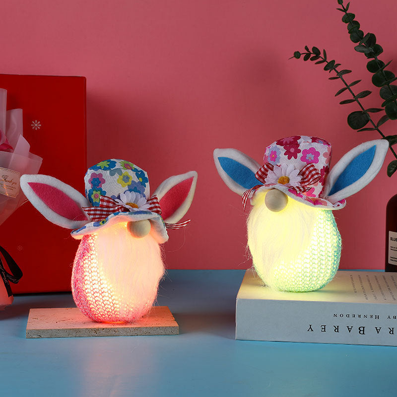New Easter Lighting Rabbit Faceless Gnome Doll Doll Decorations Window Home Dress Up Ornaments